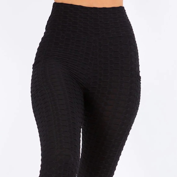 BLK Solid color Honeycomb Active Tech Pockets Leggings- NEW - Picture 3 of 6